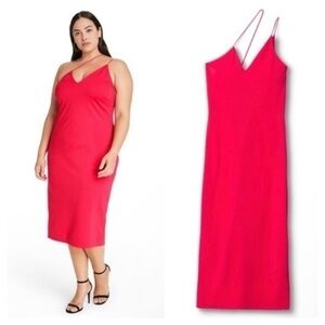 Cushnie X Target Red Asymmetrical Midi Dress Plus Size 3X